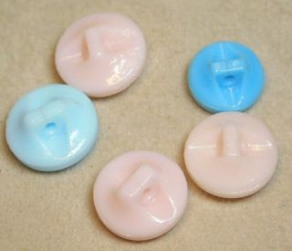 5 Vintage Baby Blue & Pink Glass Childrens BUTTONS Bambi Scotty Mushrooms B2 2