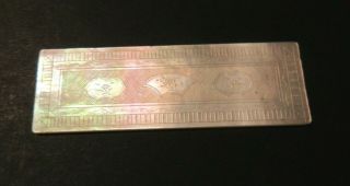 ANTIQUE CHINESE MOTHER OF PEARL CARVED GAMING COUNTER MONOGRAM AS EARLY 1800 ' S 2