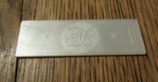 ANTIQUE CHINESE MOTHER OF PEARL CARVED GAMING COUNTER MONOGRAM AS EARLY 1800 ' S 3