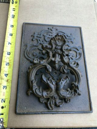 Large Vintage Antique Medieval Cast Iron Square Door Knocker