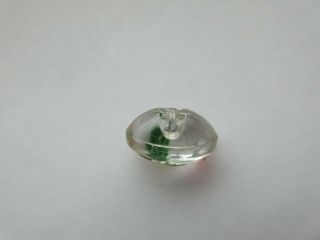Sweet Small Antique Vtg Clear GLASS BUTTON w/ Realistic Painted Fruit 1/2 