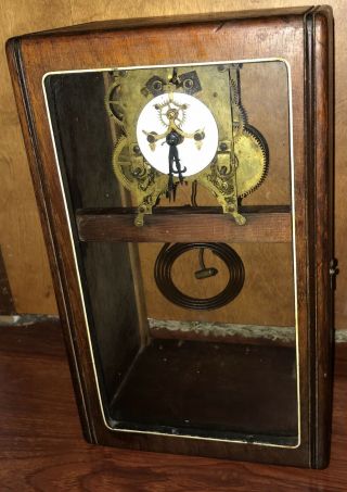 Vintage Antique Ansonia Shelf Clock Brass Porcelain Face 1880’s York
