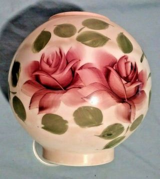 Vintage/antique Hand Painted Milk Glass Oil Lamp Globe Flowers Roses Gwtw