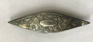 Lovely Antique Sterling Tatting Shuttle Monogrammed Rose Lace Making Tool