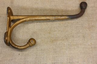 8” Coat Tack Harness Hook Horse Barn Find Large Vintage Old Rustic Brass On Iron