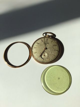 Vintage Bulova Pocket Watch Gold Frame - Green Face Cover