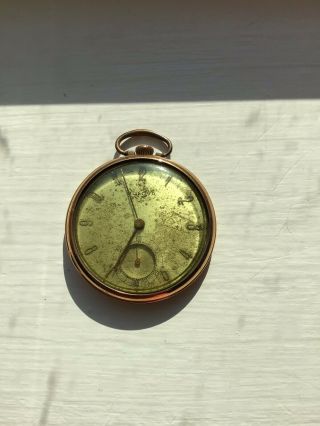 Vintage Bulova Pocket Watch Gold Frame - Green Face Cover 2