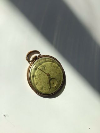 Vintage Bulova Pocket Watch Gold Frame - Green Face Cover 4