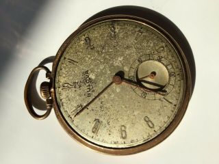 Vintage Bulova Pocket Watch Gold Frame - Green Face Cover 5