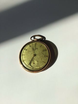 Vintage Bulova Pocket Watch Gold Frame - Green Face Cover 8