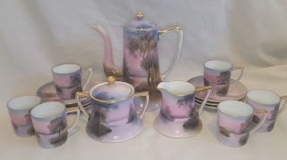 Doll Child Tea Pot Set With Cups & Saucers - Noritake Hand Painted