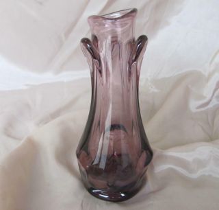 Vintage Italian Murano Amethyst Color Crystal Glass Vase