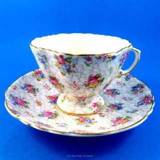 Pretty Floral Chintz Hammersley Tea Cup And Saucer Set