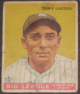 1933 Goudey Tony Lazzeri Baseball Card 31 York Yankees