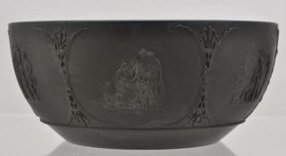 Antique Wedgwood 7 Inch Black Basalt Bowl Classical Figures 19th Century 3
