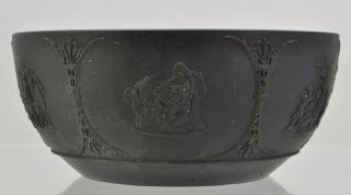 Antique Wedgwood 7 Inch Black Basalt Bowl Classical Figures 19th Century 5