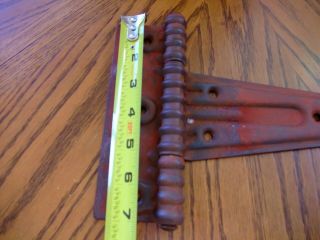 2 LARGE BARN DOOR ANTIQUE STEEL STRAP HINGES 12 1/4 INCH VARY RED PATINA 7