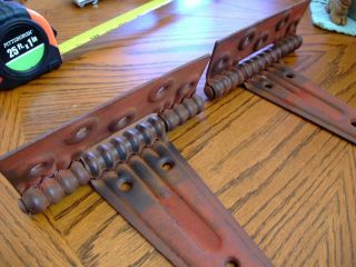 2 LARGE BARN DOOR ANTIQUE STEEL STRAP HINGES 12 1/4 INCH VARY RED PATINA 8