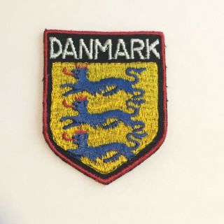 Vintage Collectible Danmark Embroidered Sew On Patch Denmark Coat Of Arms