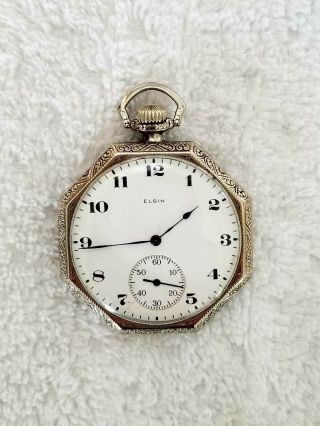 Antique Elgin 15 Jewels Hinged Back Pocket Watch Circa 1924
