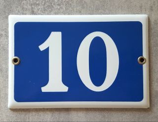 10 Vintage Blue House Number Sign Steel Enamel Door Gate Address Plaque