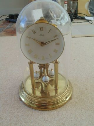 Antique Anniversary Kundo Clock Made In Germany Glass Dome