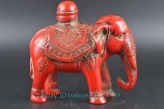 China decorative carved elephant shaped coral snuff bottle b01 4