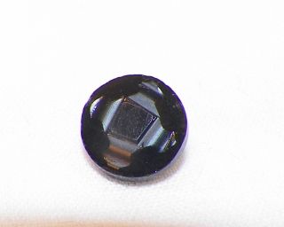 Victorian Black Glass Button Pressed Square Triangle Line For Antique Clothing