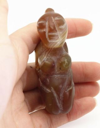 Chinese Hongshan Culture Jade Red Agate Hand Carved Humanity Woman Statue L292