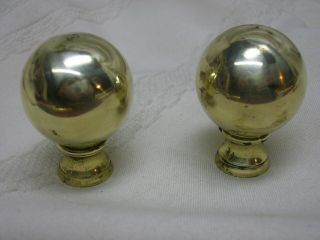 2 Matching Finials Solid Brass Lamp Parts 1 3/4 " Tall Hardware Round Ball Design