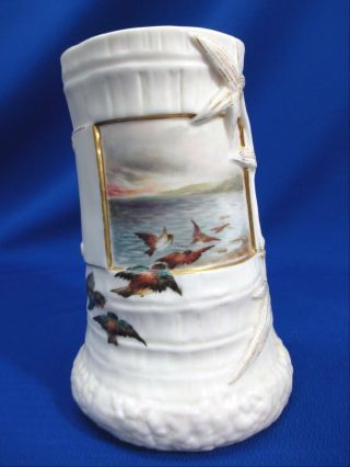 Royal Worcester Aesthetic Birds Flying Out To Sea Vase Ca 1870