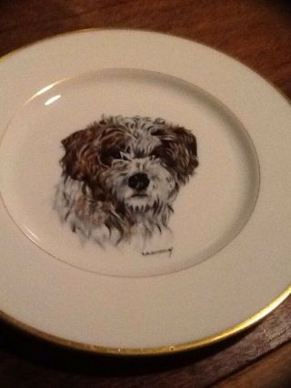 Antique Hand Painted Lenox Terrier / Dog Plate