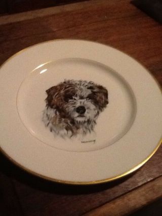 Antique Hand Painted Lenox Terrier / Dog Plate 2