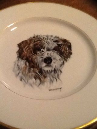 Antique Hand Painted Lenox Terrier / Dog Plate 3