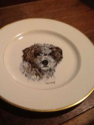 Antique Hand Painted Lenox Terrier / Dog Plate 6