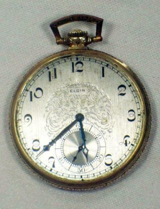 Antique 1926 Elgin 14s 17j Pocket Watch Wadsworth Quality 14k Gold Fill