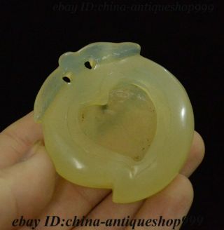 exquisite Chinese Natural Jade Stone Hand Carved Fruits Grinding Bucket Statue 2