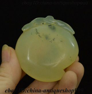 exquisite Chinese Natural Jade Stone Hand Carved Fruits Grinding Bucket Statue 4