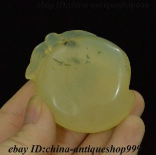 exquisite Chinese Natural Jade Stone Hand Carved Fruits Grinding Bucket Statue 5