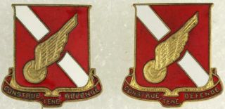Vintage Us Military Dui Insignia Pin Set Construe Tene Defende 840th Eng Avn Bn