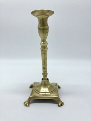 Antique 18th Century Paw Footed 10” Spanish Heavy Brass Candlestick C1780