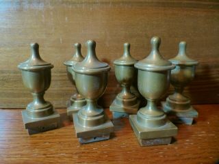 Six Vintage Solid Brass Post Rod Ball Finial Victorian Heavy 3.  75 X 1.  5