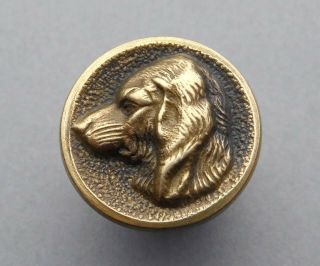 French,  Antique 19th Button.  Hunting.  Dog.  Brass And Iron.