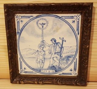 Antique Delft Hand Painted Biblical Tiles.  Ca.  1850 - 1900 Made In Holland