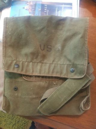Us Army Canvas Map & Photograph Case,  W/ Shoulder Strap,  Pamphlet Bag