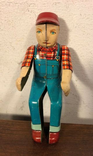 Vintage Tin Litho Toy Farm Tractor Driver Only Japan