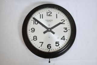 1930s Temco Electric Large Art Deco Steel Cased Electric 240v Vintage Wall Clock