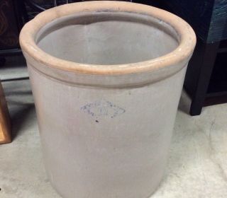 Antique 10 Gallon Blue Diamond Pittsburg Pottery Co Crock Stoneware