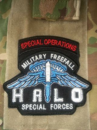 Us Army Military Freefall Halo Special Forces Patch W/hook (b138)