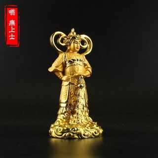 Tibetan Buddhism Hand painting resin gilt statue Wei Tuo Bodhisattva 3